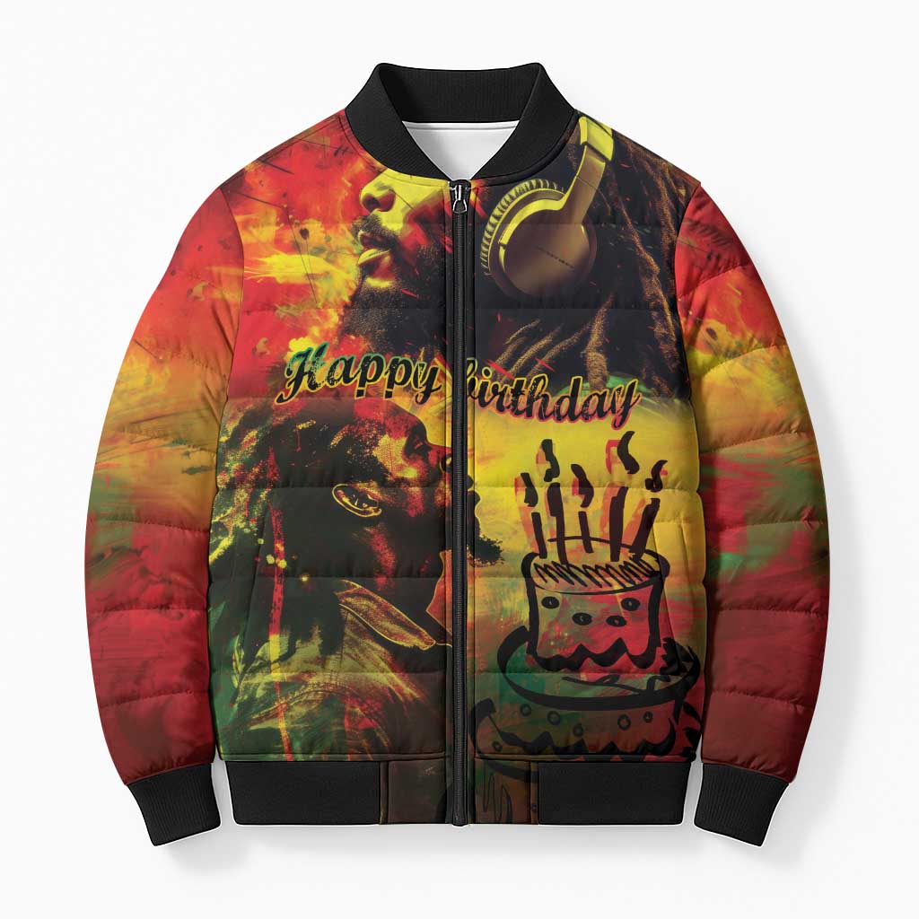 Happy Birthday King of Reggae Bomber Puffer Jacket