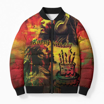 Happy Birthday King of Reggae Bomber Puffer Jacket