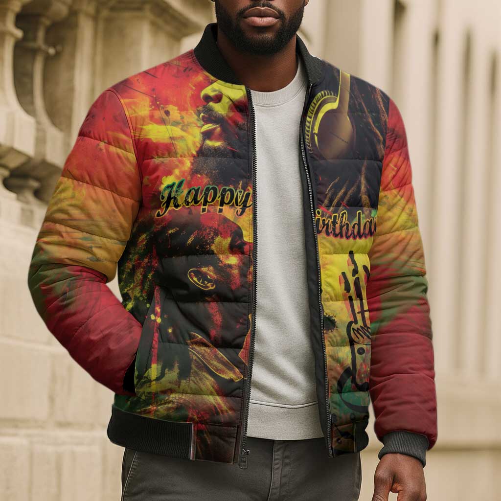 Happy Birthday King of Reggae Bomber Puffer Jacket