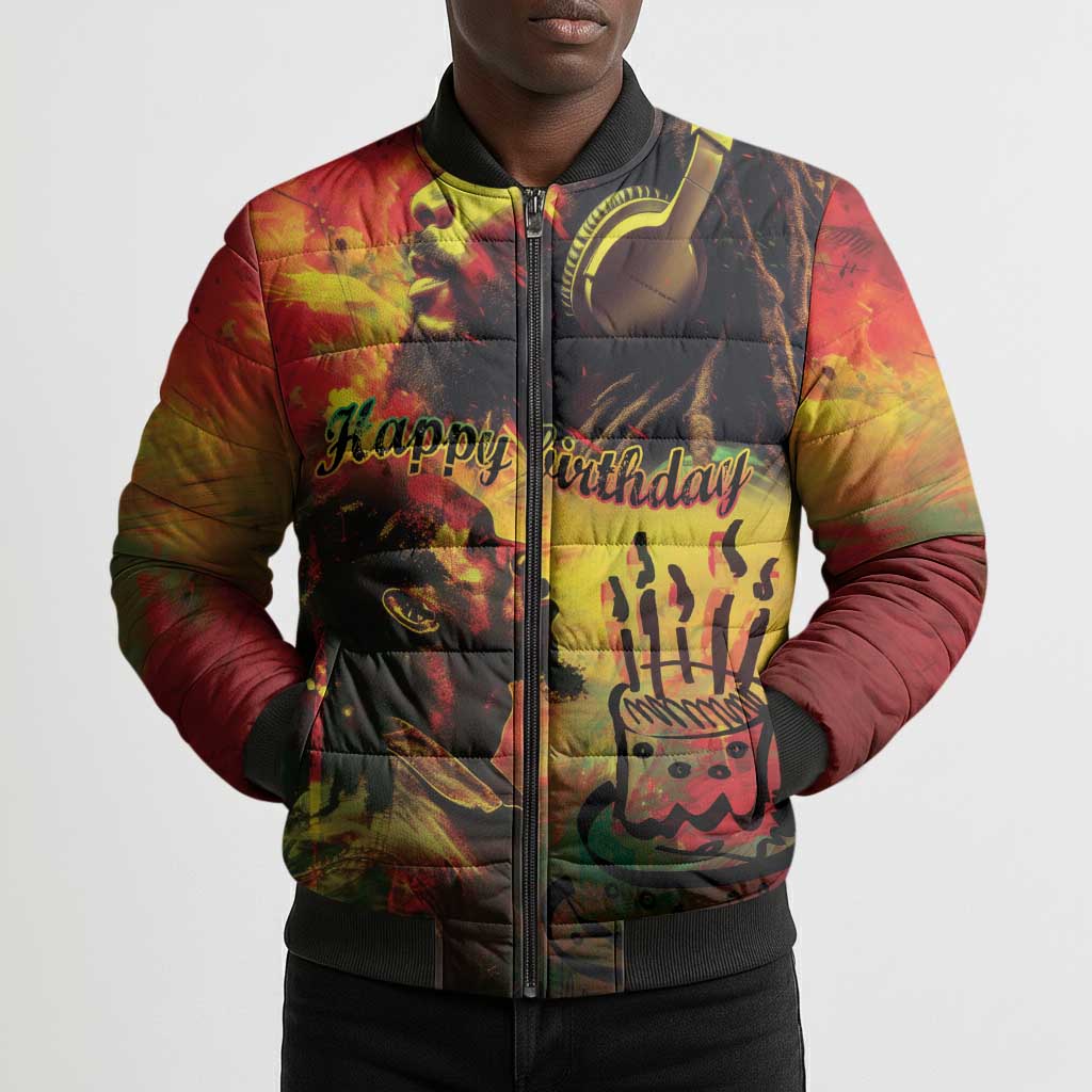 Happy Birthday King of Reggae Bomber Puffer Jacket
