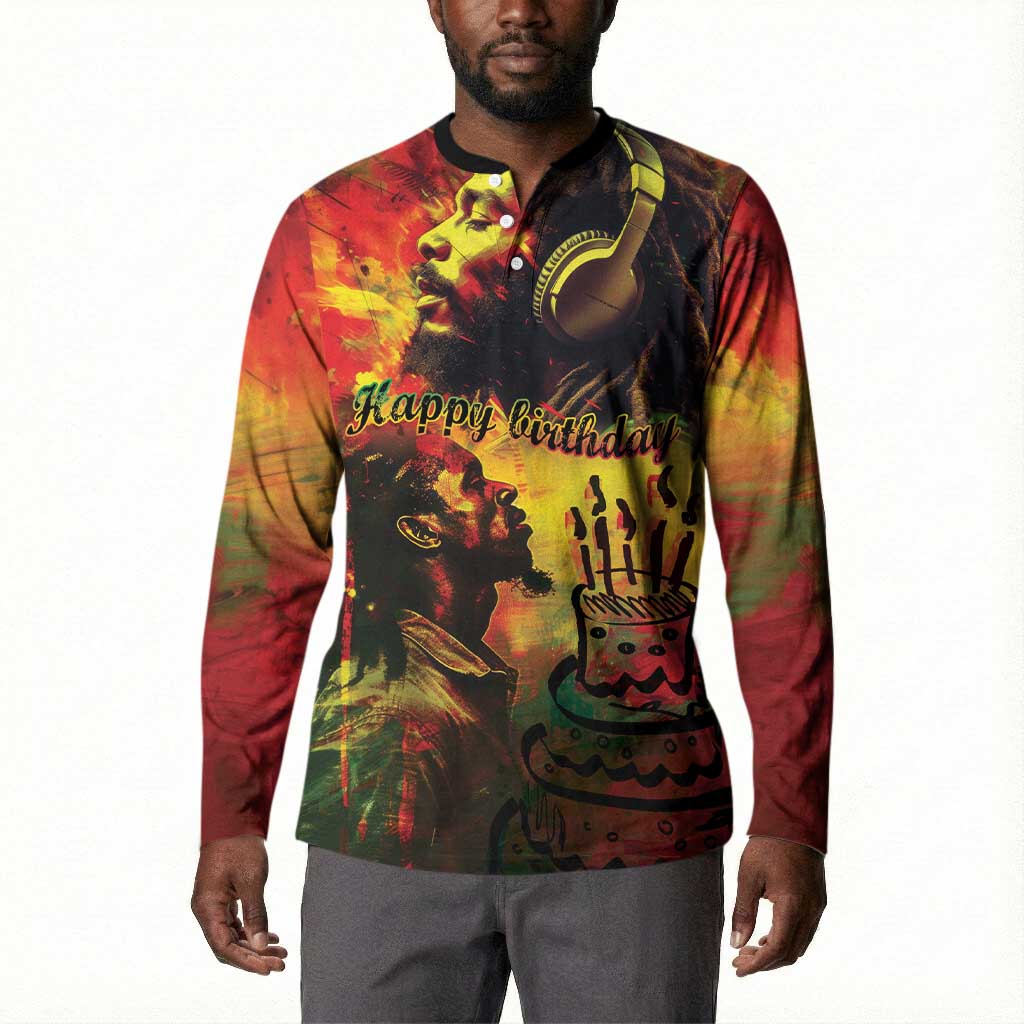 Happy Birthday King of Reggae Button Sweatshirt