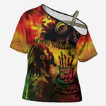 Happy Birthday King of Reggae Cross Shoulder Shirt