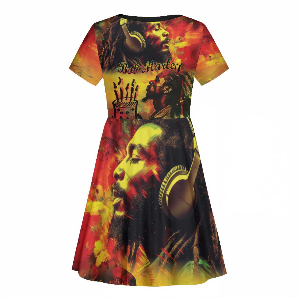 Happy Birthday King of Reggae Kid Short Sleeve Dress