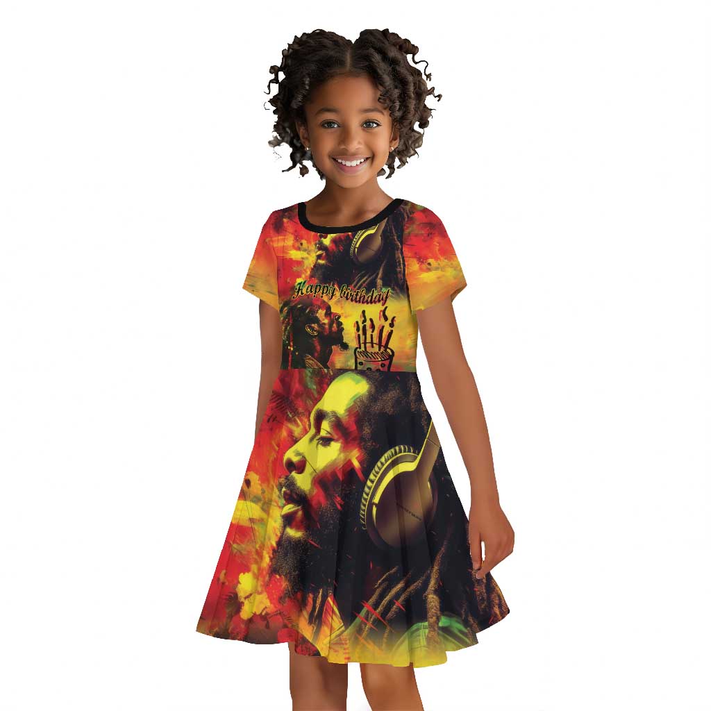 Happy Birthday King of Reggae Kid Short Sleeve Dress