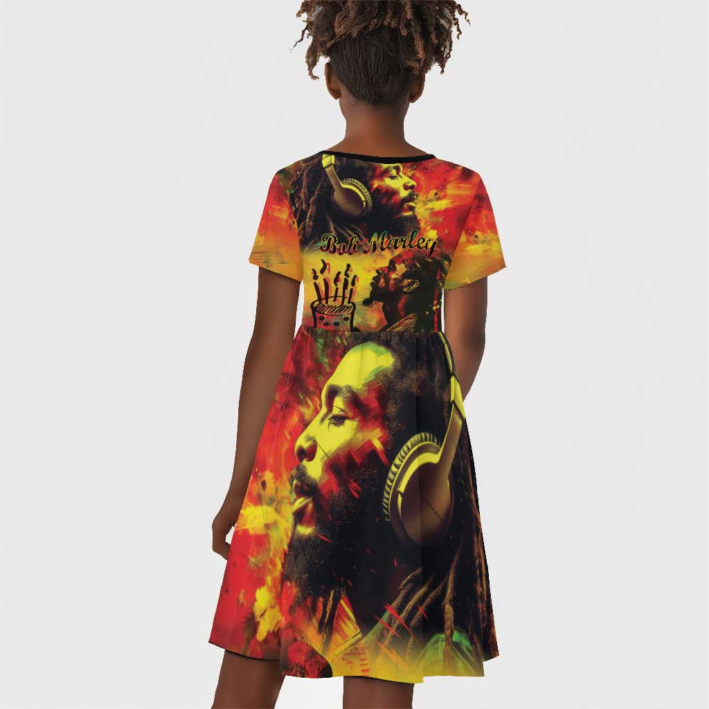 Happy Birthday King of Reggae Kid Short Sleeve Dress