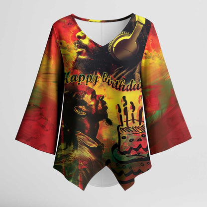 Happy Birthday King of Reggae Kimono Sleeve Blouse