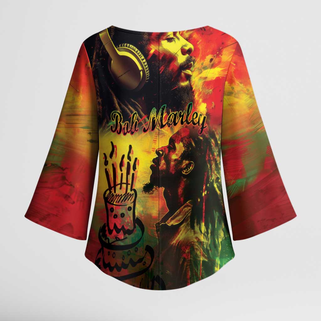 Happy Birthday King of Reggae Kimono Sleeve Blouse
