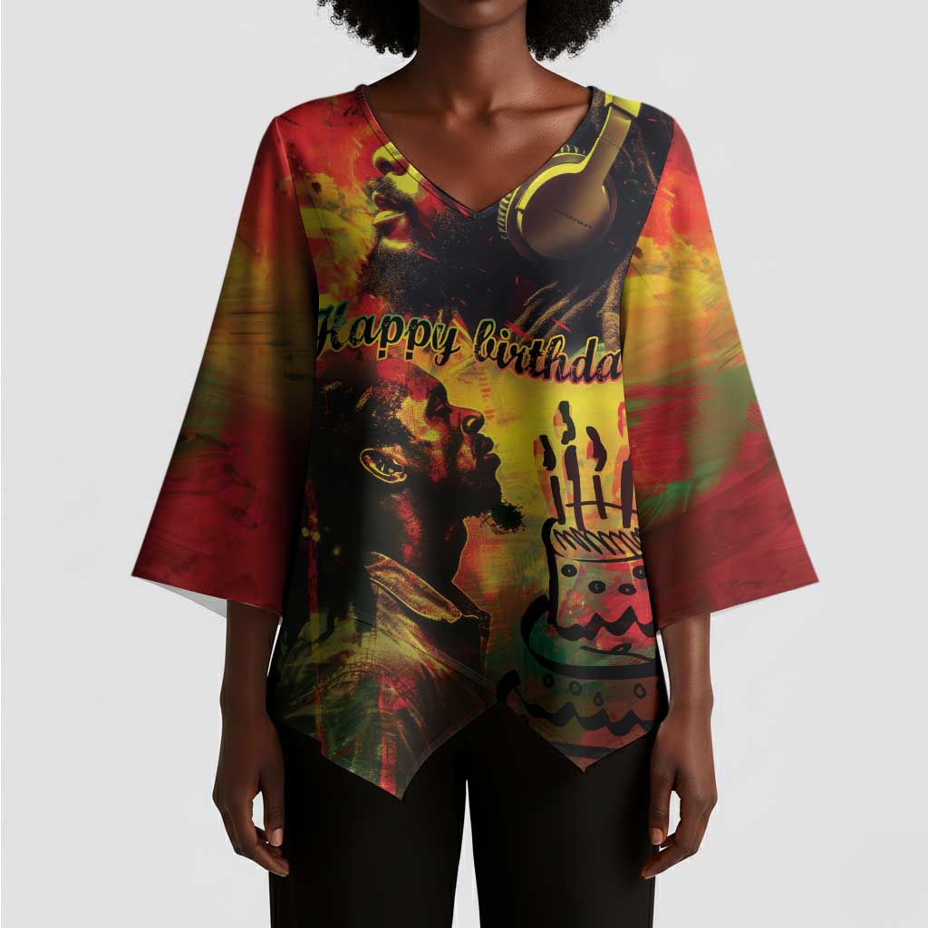 Happy Birthday King of Reggae Kimono Sleeve Blouse
