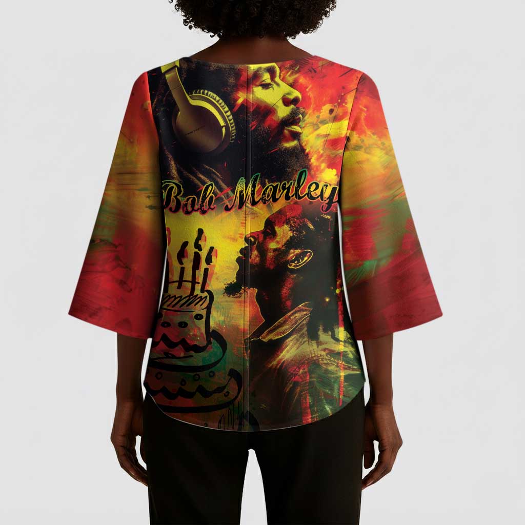 Happy Birthday King of Reggae Kimono Sleeve Blouse