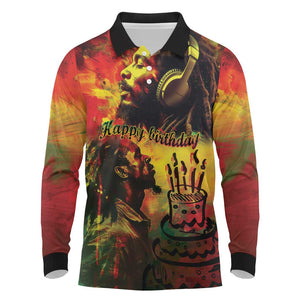 Happy Birthday King of Reggae Long Sleeve Polo Shirt