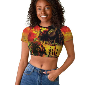 Happy Birthday King of Reggae Raglan Cropped T shirt