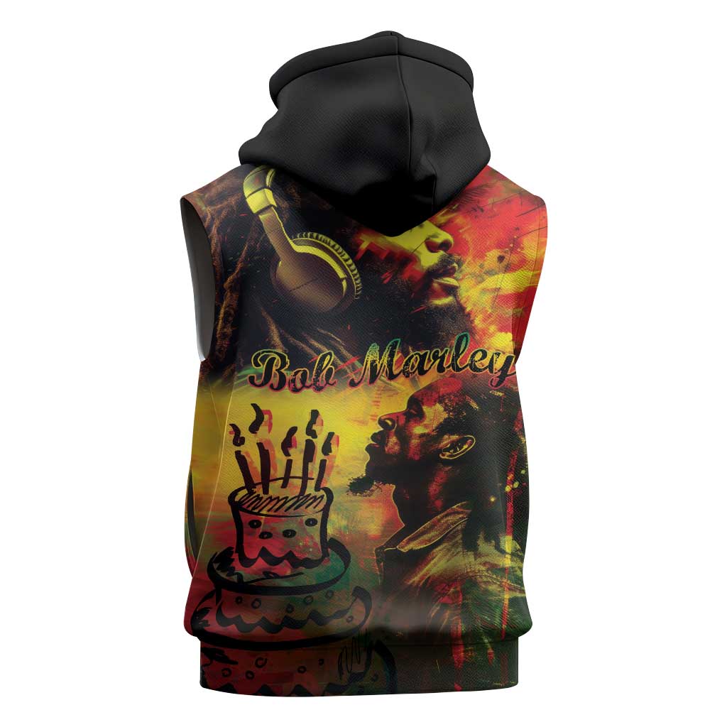 Happy Birthday King of Reggae Sleeveless Zip Hoodie - African Pride
