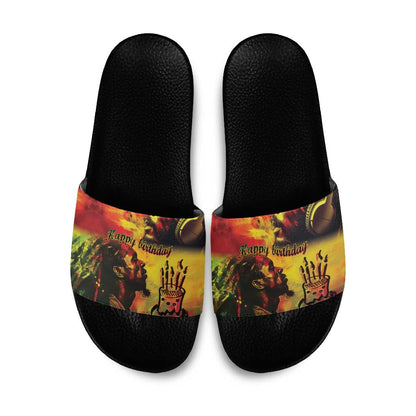 Happy Birthday King of Reggae Slide Sandals
