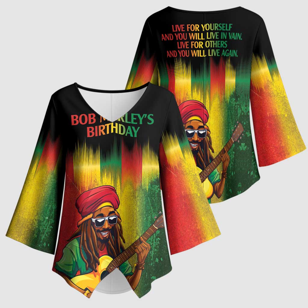 Honoring Reggae Legend Bob Birthday Kimono Sleeve Blouse