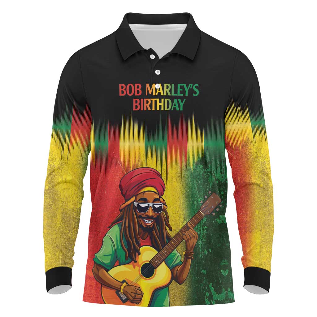 Honoring Reggae Legend Bob Birthday Long Sleeve Polo Shirt