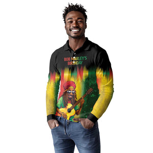 Honoring Reggae Legend Bob Birthday Long Sleeve Polo Shirt