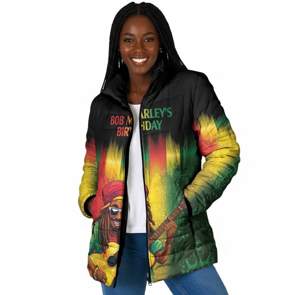 Honoring Reggae Legend Bob Birthday Padded Jacket