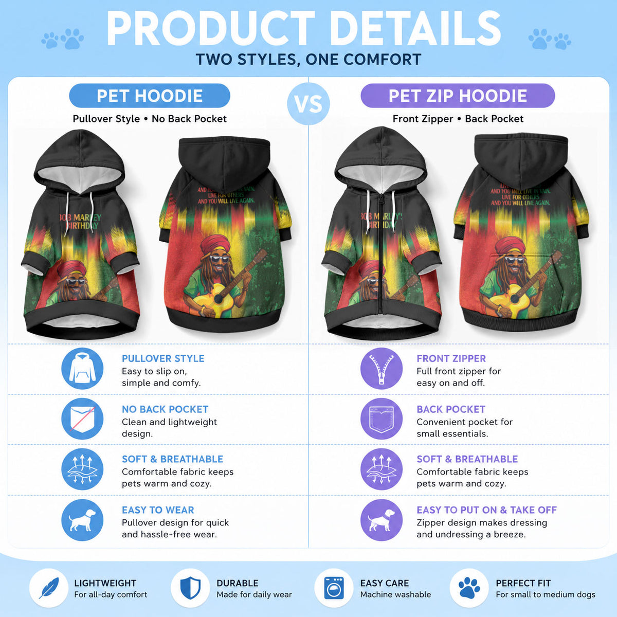 Honoring Reggae Legend Bob Birthday Pet Hoodie