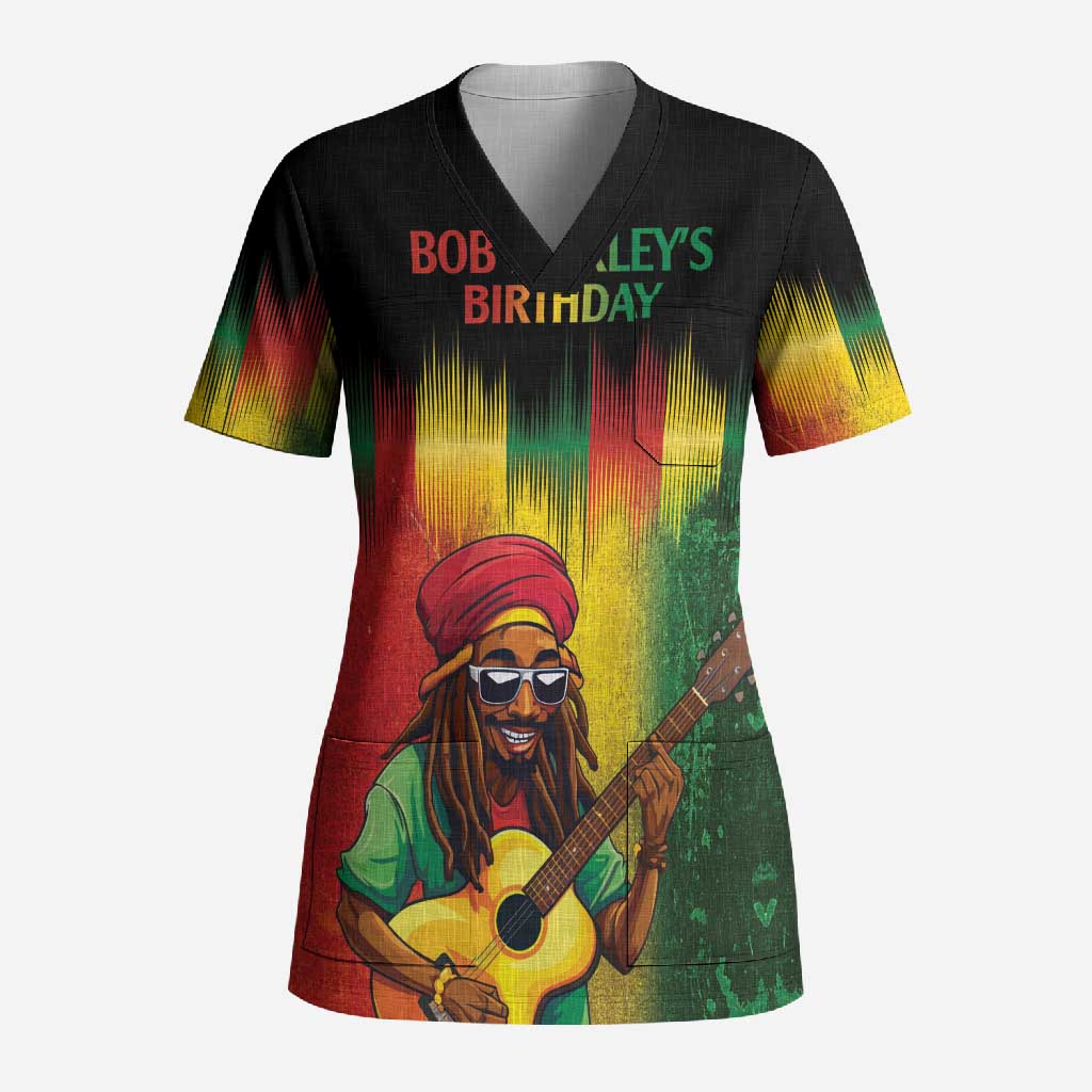 Honoring Reggae Legend Bob Birthday Scrub Top