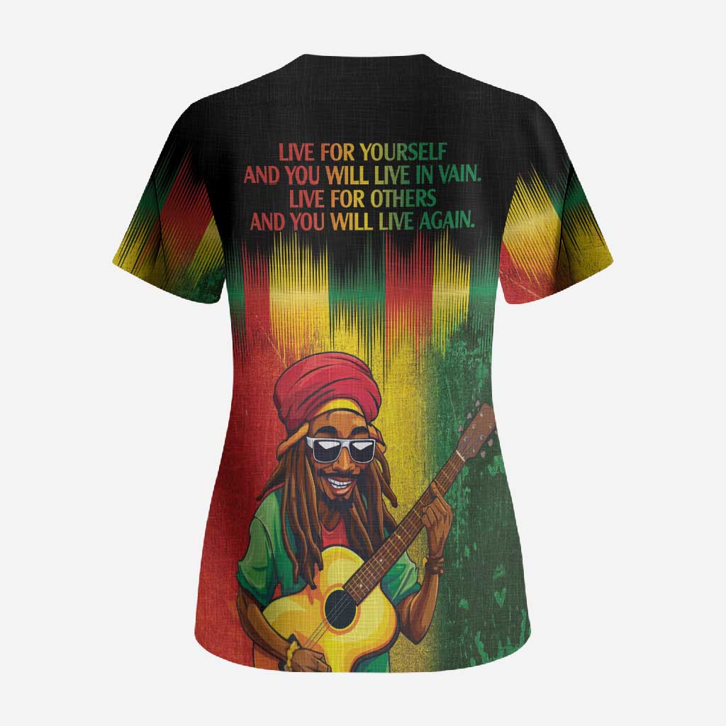 Honoring Reggae Legend Bob Birthday Scrub Top