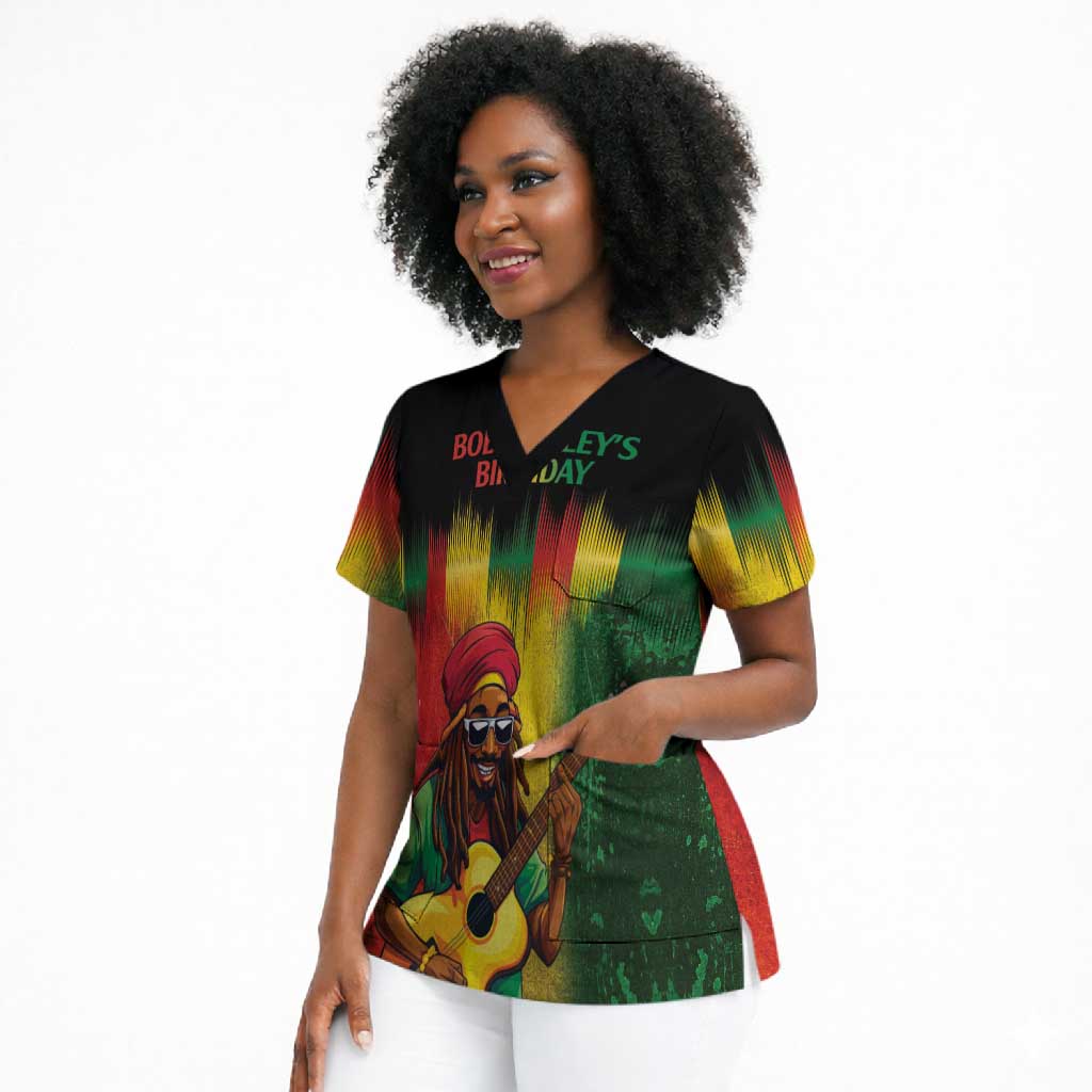Honoring Reggae Legend Bob Birthday Scrub Top