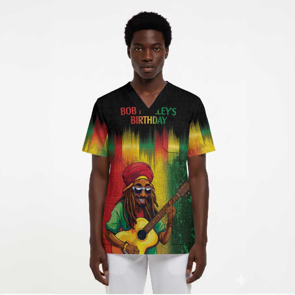 Honoring Reggae Legend Bob Birthday Scrub Top