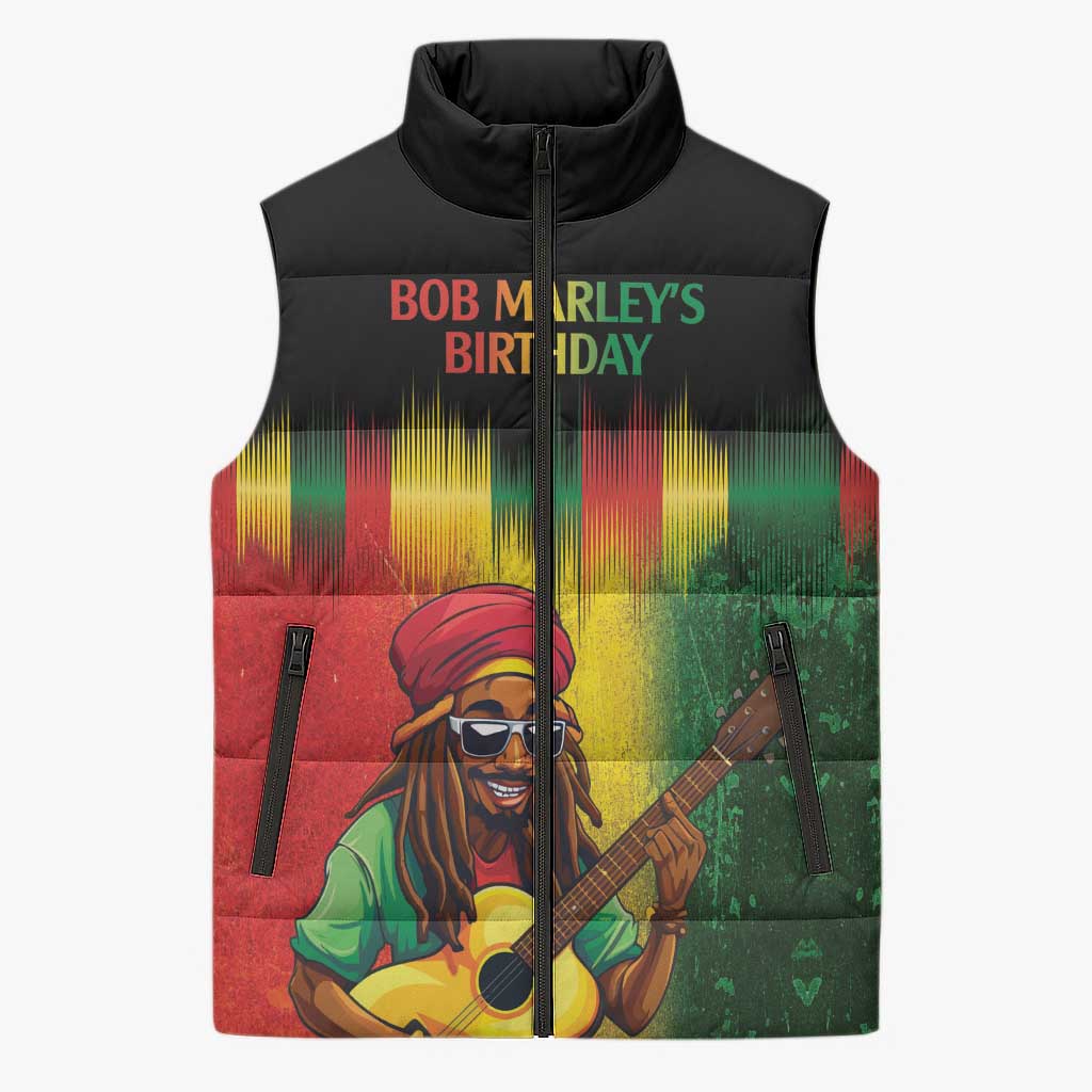 Honoring Reggae Legend Bob Birthday Sleeveless Puffer Jacket