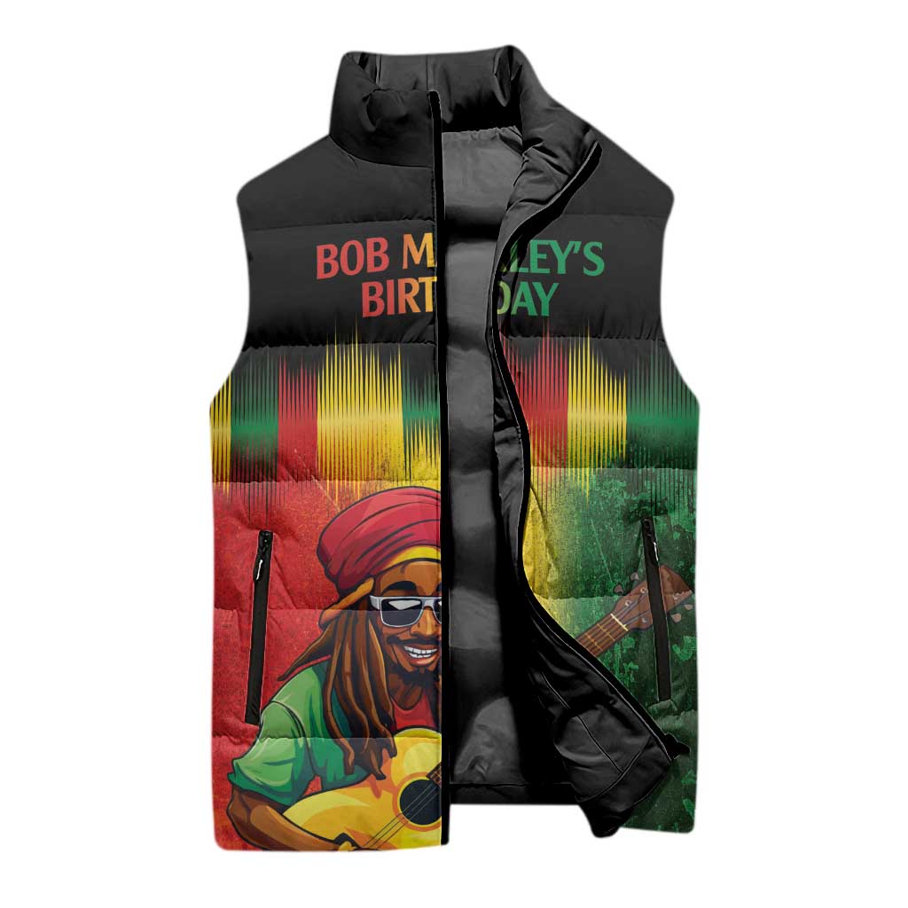Honoring Reggae Legend Bob Birthday Sleeveless Puffer Jacket