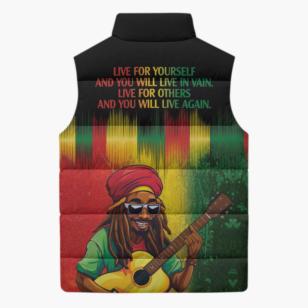 Honoring Reggae Legend Bob Birthday Sleeveless Puffer Jacket