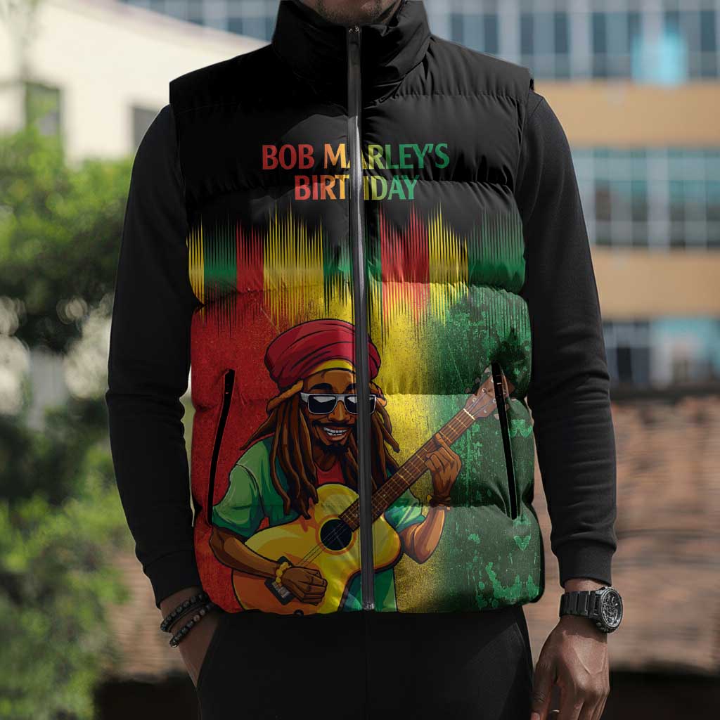 Honoring Reggae Legend Bob Birthday Sleeveless Puffer Jacket
