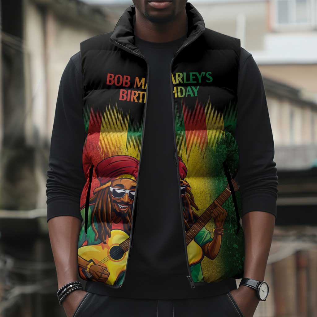 Honoring Reggae Legend Bob Birthday Sleeveless Puffer Jacket