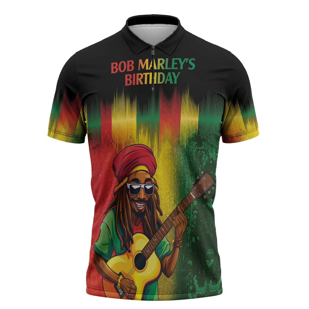 Honoring Reggae Legend Bob Birthday Zipper Polo Shirt