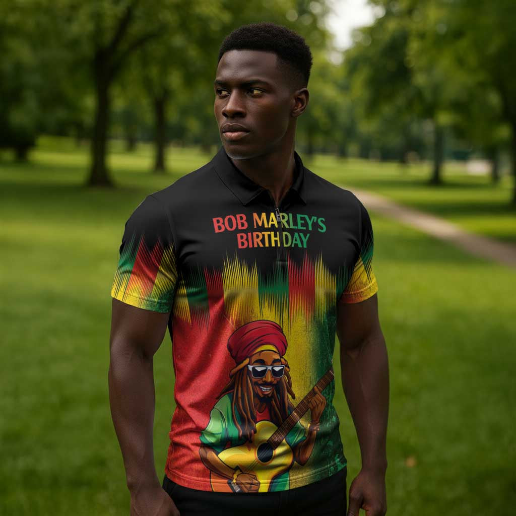 Honoring Reggae Legend Bob Birthday Zipper Polo Shirt
