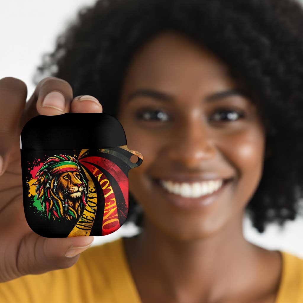 Black Jamaican AirPods Case Rastafarian Lion One Love