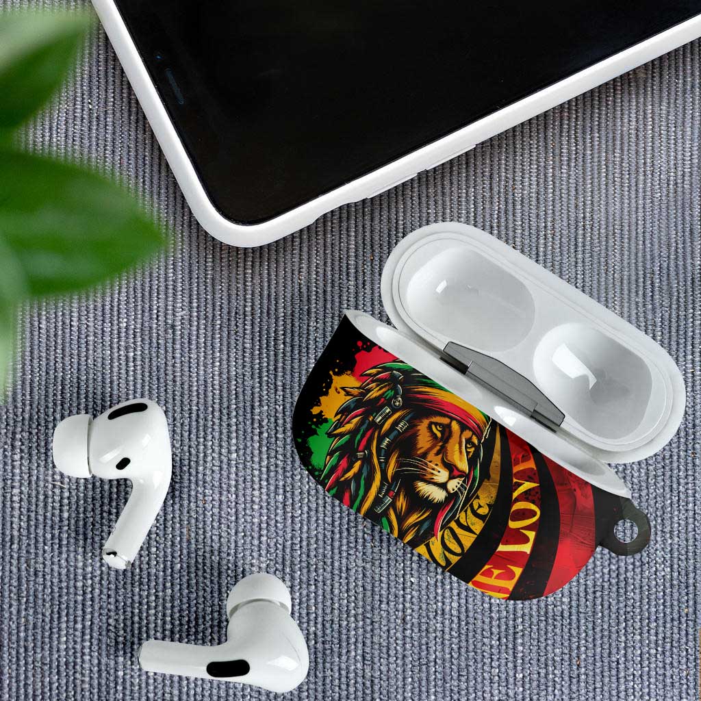 Black Jamaican AirPods Case Rastafarian Lion One Love