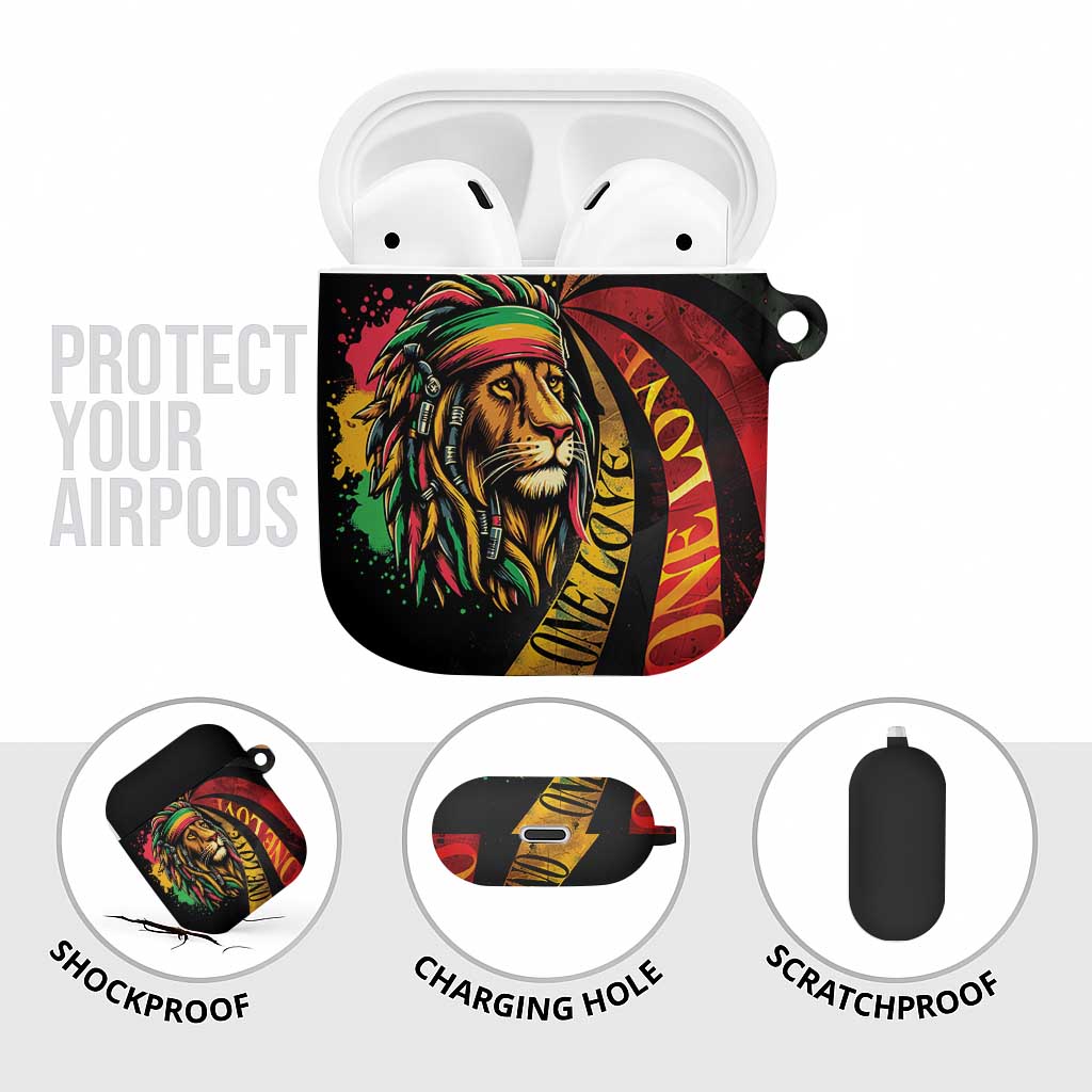 Black Jamaican AirPods Case Rastafarian Lion One Love