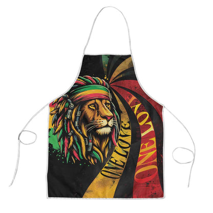 Black Jamaican Apron Rastafarian Lion One Love