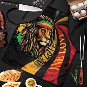 Black Jamaican Apron Rastafarian Lion One Love