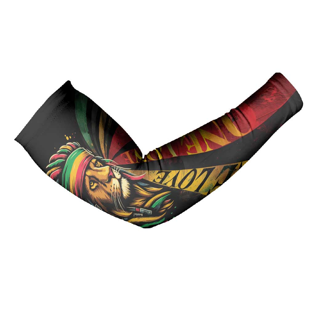 Black Jamaican Arm Sleeves Rastafarian Lion One Love