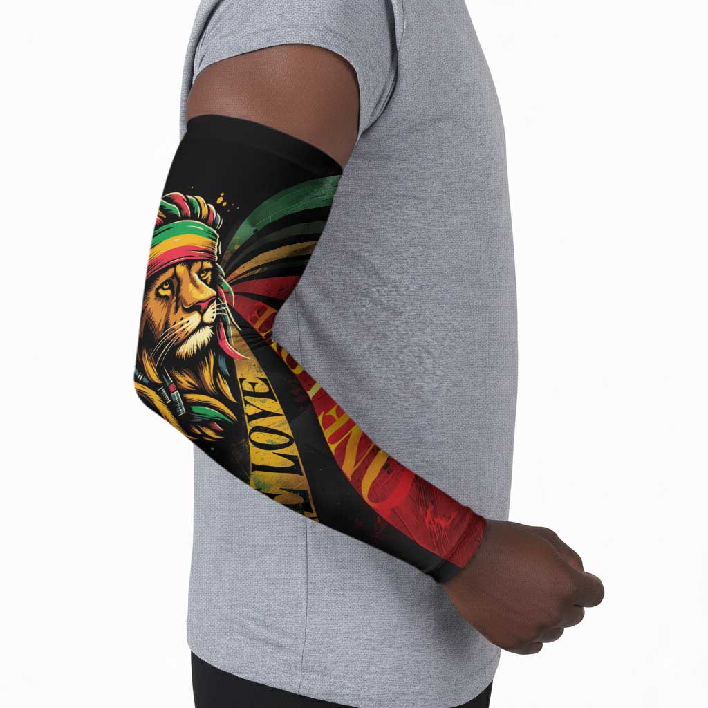 Black Jamaican Arm Sleeves Rastafarian Lion One Love