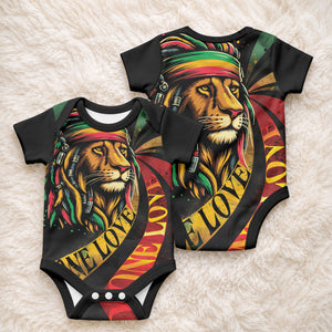 Black Jamaican Baby Onesie Rastafarian Lion One Love