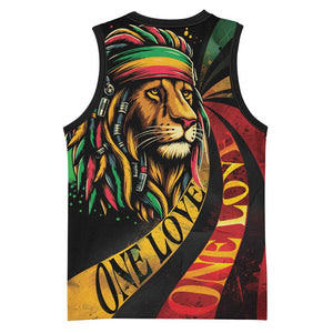 Black Jamaican Basketball Jersey Rastafarian Lion One Love LT9