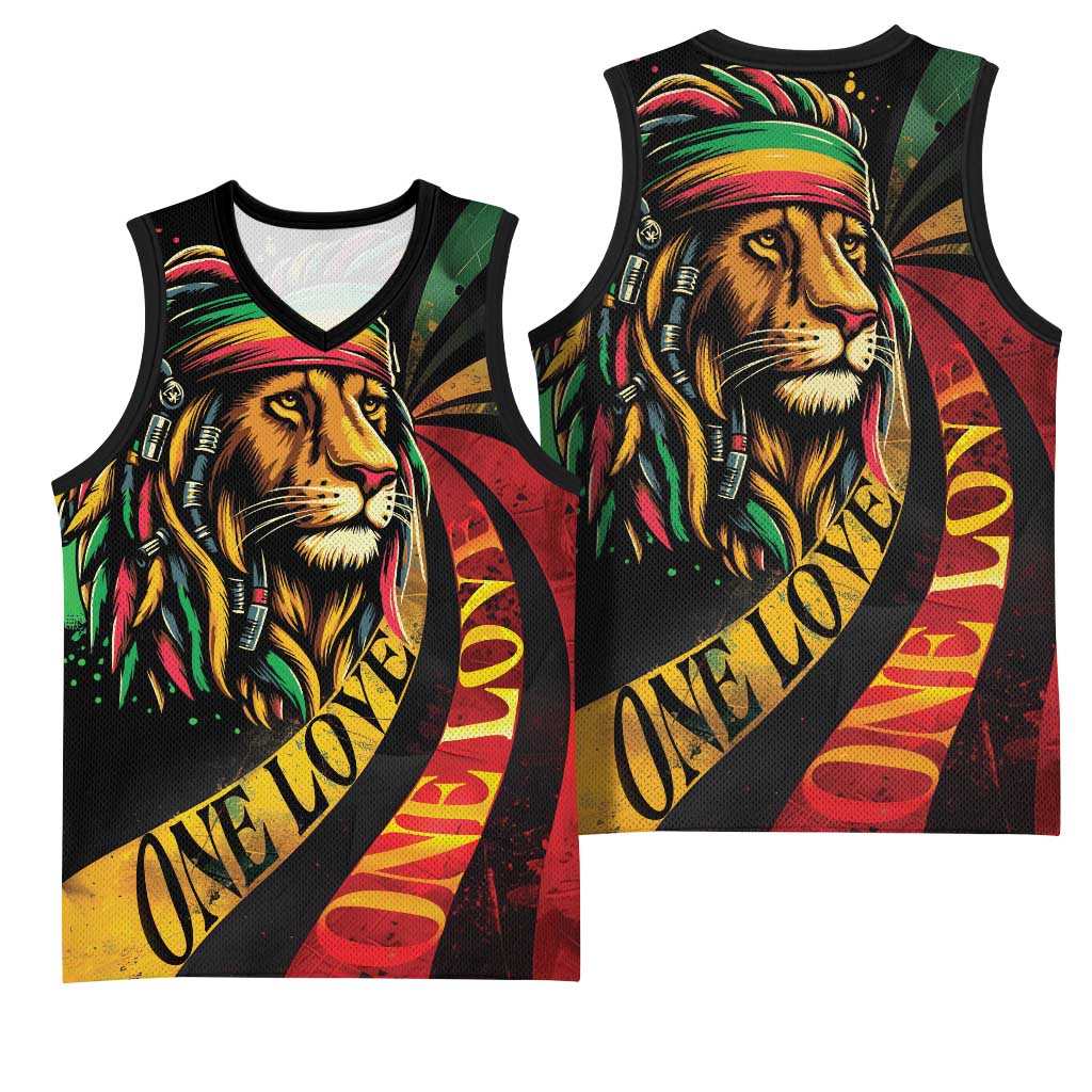 Black Jamaican Basketball Jersey Rastafarian Lion One Love LT9