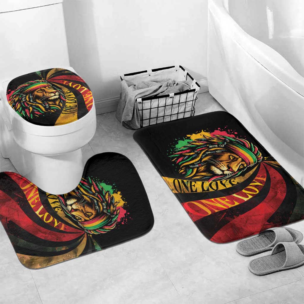 Black Jamaican Bathroom Set Rastafarian Lion One Love