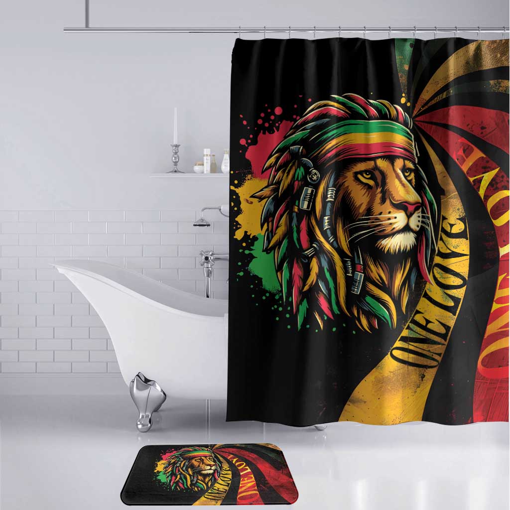 Black Jamaican Bathroom Set Rastafarian Lion One Love