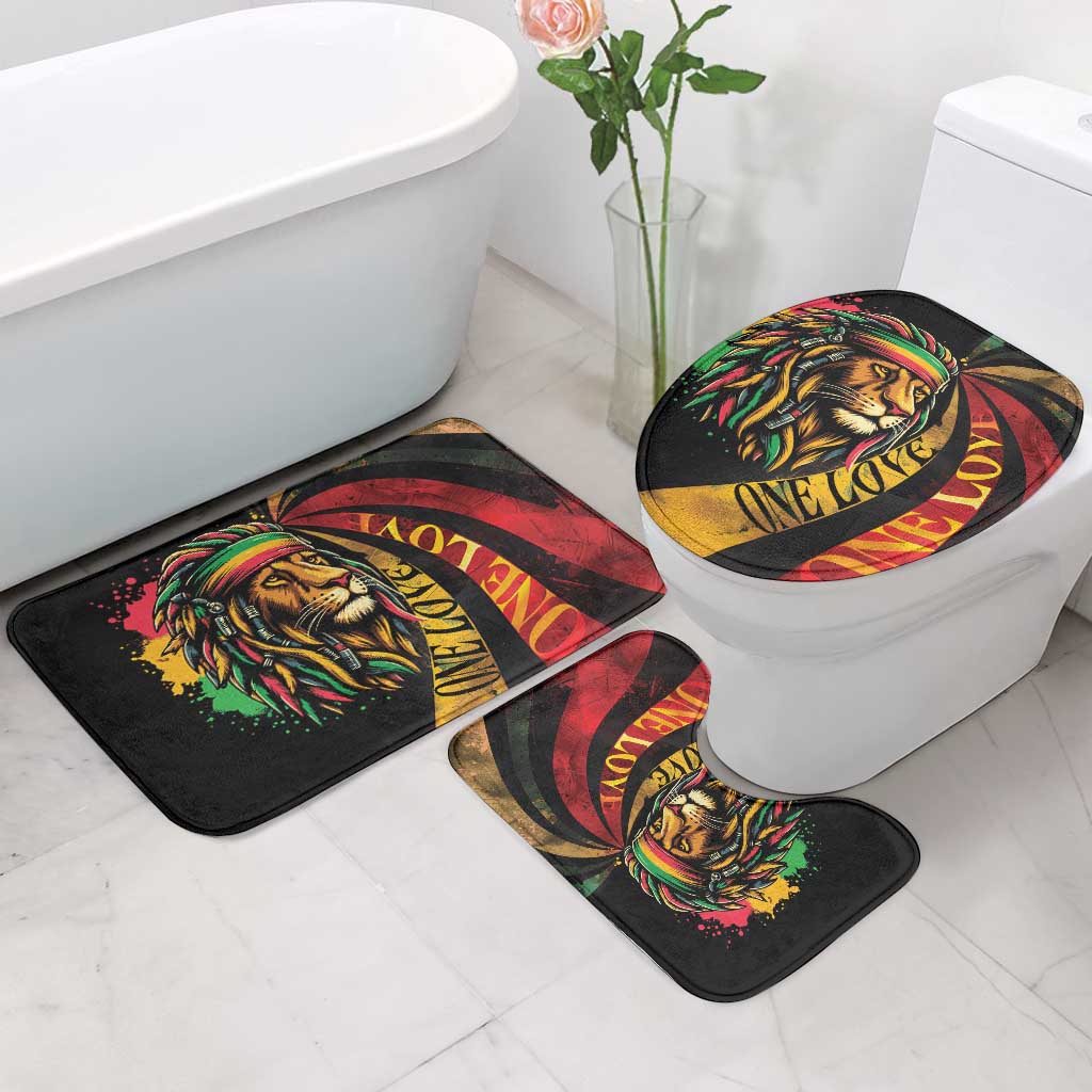 Black Jamaican Bathroom Set Rastafarian Lion One Love
