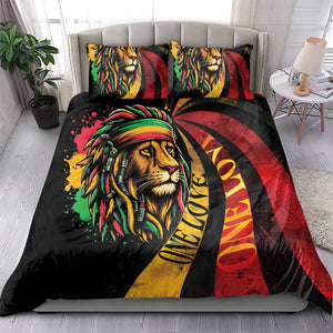 Black Jamaican Bedding Set Rastafarian Lion One Love