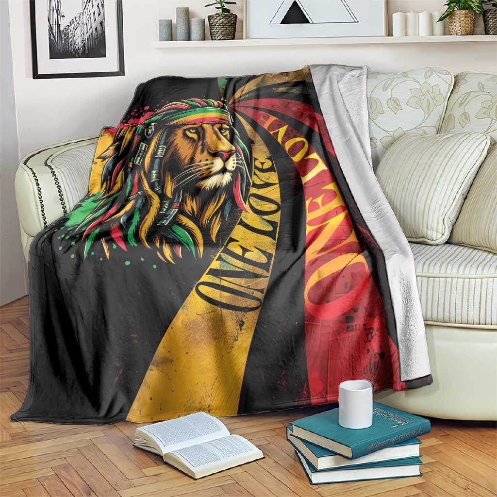 Black Jamaican Blanket Rastafarian Lion One Love