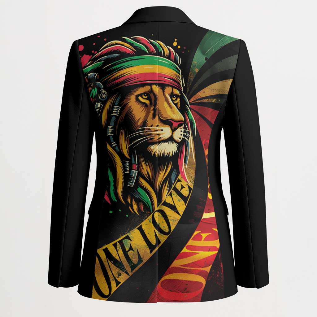 Black Jamaican Blazer Rastafarian Lion One Love