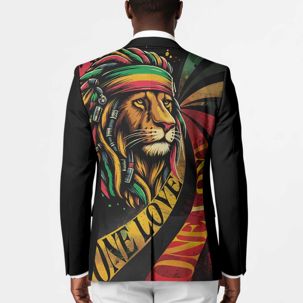 Black Jamaican Blazer Rastafarian Lion One Love